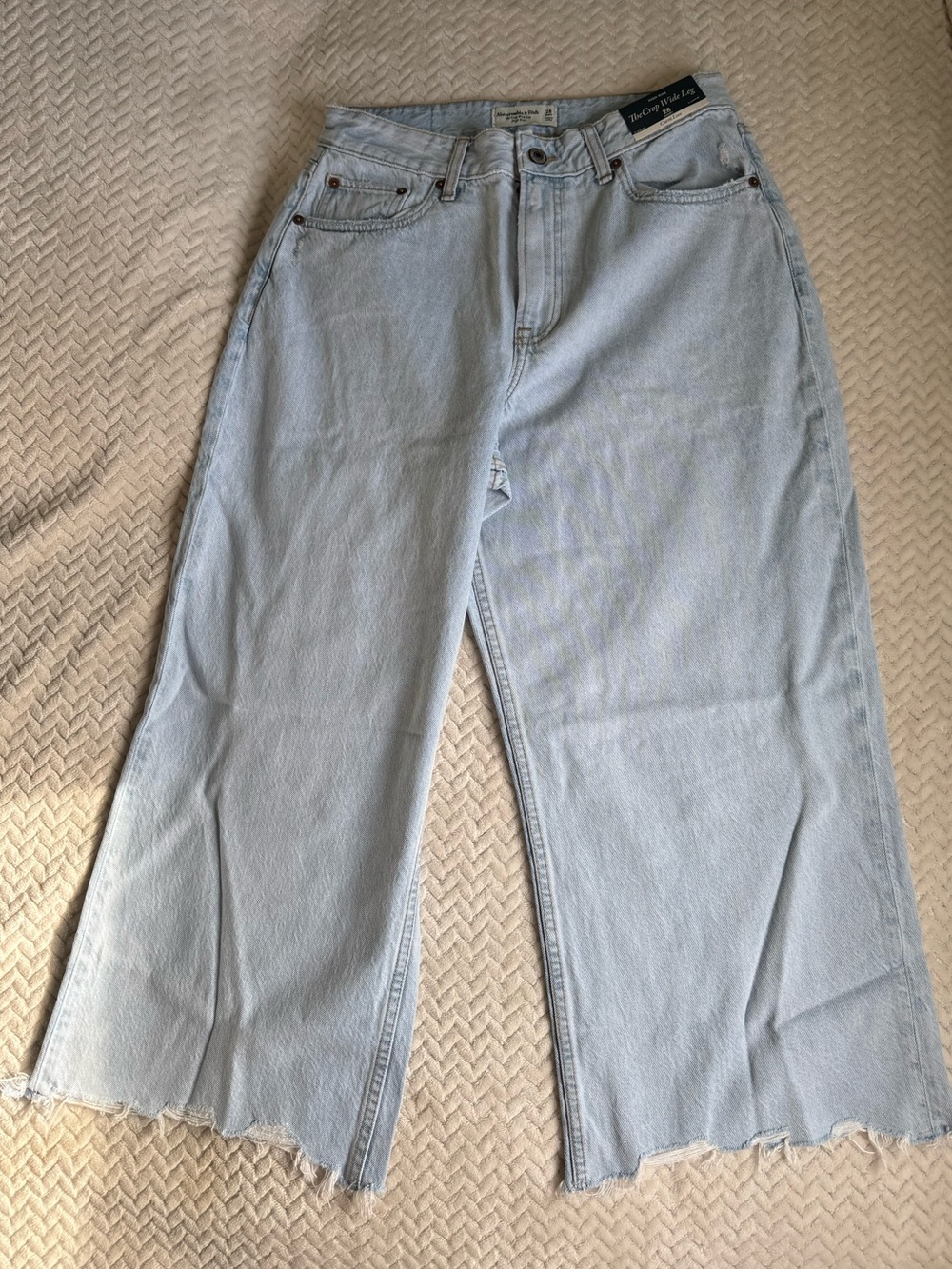 Light Wash Crop Wide Leg Women’s Jeans - Abercrombie & Fitch Curve Love